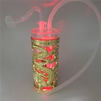 Plastic Double Dragon LED Hookah 43inch oil rig bongs Assembled Portable filter smoking water pipes with Plastic shovel
