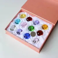 12st / set 30 mm Kristallglasmarmor Diamantfigurer Paperweight Feng Shui Miniatyr Collectible Gems Hantverk Ornament