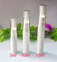15 ml Bomba de prensa larga blanca de 15 ml Botella de loción de ojos sin aire W Dorado / Plata / Collar blanca Limpie la tapa Packing Cosmetic