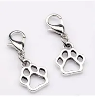 100pcs/Lot Vintage Tibetan Silver Paw Print Charms Pendants lobster Clasp Dangle Charms for Jewelry Making DIY Bracelet Necklace