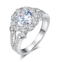 exquisito estilo de las mujeres anillos de bodas del art déco de la vendimia de plata de ley 925 anillo de promesa Aniversario 1,25 Ct Creado diamante