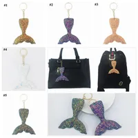 Mermaid Tail Sequin Keychains Reflective Light Key Buckle Flash Drilling Keyring Female Bag Pendant Creative Colorful LJJZ323