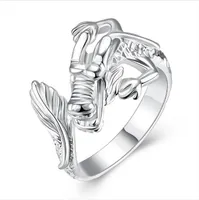EPACKET DHL Geplateerd Sterling Zilver Dragon Ring DHSR54 US Size Open Instelbaar; Gratis verzending heren 925 zilveren plaat band ringen sieraden