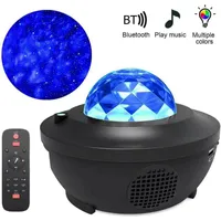 Colorido Starry Sky Projetor Luz Bluetooth Voz Controle de Voz Music Player Speaker Led Night Light Galaxy Star Projection Lâmpada Aniversário