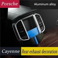 2pcs Car styling stickers Rear Air conditioning Vent outlet panel decoration cover trim sequins 3D for Porsche Cayenne Auto Accessories