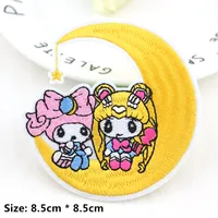 Sailor Moon X My Melody Broderade järn på fläckar för kläder DIY Girls Stripes Badges Stickers Garment Applikationer Partihandel
