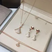 women jewelry set necklace bracelet earrings sub-gold plating 18k rose gold/white gold, 925 silver earrings anti-allergy