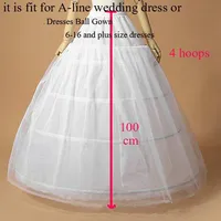 Jupon Weiß 4 Reifen Petticoats für Hochzeitskleid Ballkleid Plus Größe Braut Petticoat 4 Kreise Eine Schicht Tüll Unterrock