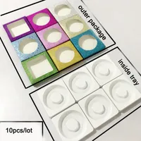 10 set / lote chicote de olho caixa de Embalagem para cílios caixa de cílios vazios Multicolor caixa de papel bandeja branca 25mm Cílios DIY caixa de embalagem Brilhante