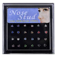 24 stks/set Hart Vorm Neus Ring & Studs Fashion Body Piercing Sieraden Kristal Neus Ringen Voor Vrouwen Oor Kraakbeen Helix piercing