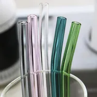 El yapımı renkli cam içme pipetleri çevre dostu ev pipet tubularis huni parça tüp virajı yeniden kullanılabilir saman çubuk aracı