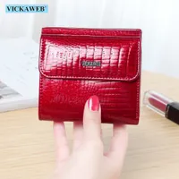 VICKAWEB Mini Wallet Women Genuine Leather Wallets Fashion Alligator Hasp Short Wallet Female Small Woman Wallets And Purses 209 V191116