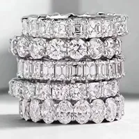 Choucong Vintage Mode-sieraden Real 925 Sterling Zilveren Princess White Topaz CZ Diamond Eternity Dames Bruiloft Engagement Band Ring Gift