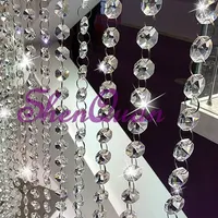 DIY CRAFT WEDDING DECORATION Glass Crystal Octagon Bead Curtain Diamant Pärlor ljuskrona Hängande gardin för bröllopsfest dekor äkta