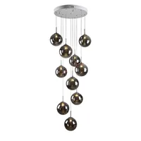 High Villa Entryway Orb Glass Stairs Hanging Spiral Long Lamps Modern Crystal Beads Staircase Chandelier For Home