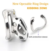 Diseño de anillo abierto de metal de acero inoxidable Dispositivos de castidad masculinos Ventas de ventilación Jaula