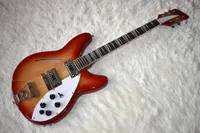 Fábrica Semi-oca da cereja Guitarra elétrica com 5 Eletrônica, 2 entradas, Branco Pickguard, de alta qualidade, pode ser personaliza