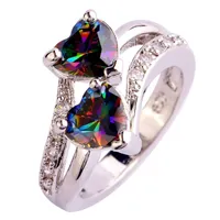 Wholesale- Fashion Lover Jewelry Rhinestone Love heart Rings Engagement ring Ladies hand jewelry Ring Size 6 7 8 9 10