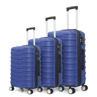 equipaje 3pc abs equipaje hardside maleta de peso ligero con el equipaje de color Estilo Moderno EXPANDABLE Azul marino