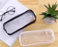 300pcs PVC Pencil Bag Zipper Pouch School Students Clear Transparent Waterproof Plastic PVC Storage Box Pen Case Mini Travel Makeup Bags