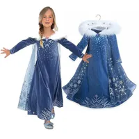 New snow queen dress Printed dresses Winter Long Sleeve Coat Princess Party Full Dress Performance Skirt 3-8T Wholesale JY918