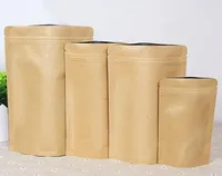 500pcs Brown Kraft Aluminizing Packing Väskor, Stå upp Papper Aluminium Folie Bag Resealable Zipper Lock Grip Seal Food Grade påse
