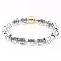 Lösa pärlor passar för pandora armband halsband 100% äkta 925 sterling silver pärlor DIY charms brev ursprungliga smycken grossist
