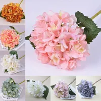 47cm Künstliche Hydrangea-Blumen-Kopf-Fälschungs-Silk Einzel Real Touch Hortensien Hochzeit Mittel Zuhause-Party dekorative Blumen