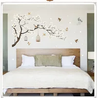 DIY Tree Wall Stickers Birds Flower Home Decor TV Wallpapers para sala de estar Dormitorio Habitaciones Decoración 187 * 128 cm