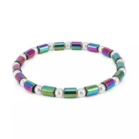 Magnet cylindrisk pärla anklet armband plätering ab färg magnetisk terapi fotkedja smycken för kvinnor