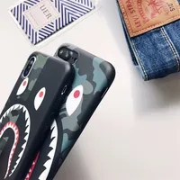 Camuflagem Tubarão Boca Caso de Telefone Capa Completa Soft case para iphone xs max / xs / x 6/6 s 7/8 além de colhedor tpu