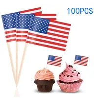 100 stks Britse tandenstoker vlag Amerikaanse tandenstokers vlag cupcake toppers bakken cake decor drank bierstok partij decoratie levert DH1214