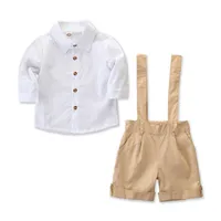 2019 iNS baby boy одежда Костюмы Весна Лето Одежда для мальчиков Наборы с длинным рукавом рубашка подтяжки шорты детская дизайнерская одежда для мальчиков одежда