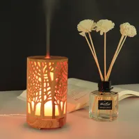 New Colorful Wood Grain Openwork Aroma Diffuser Household Ultrasound Humidifier 100ml Essential Oil Aromatherapy Machine