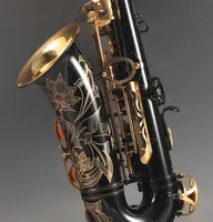 Promocional Saxofone Alto Black Gold Alloy Alto Sax Latão Musical Instrument com caso Bocal palhetas acessórios
