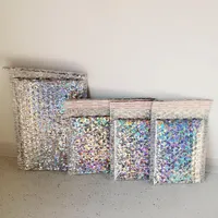 50 pçs / pack laser prata embalagem sacos bolha mailer folha laser plástico acolchoado envelope saco de presente