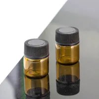 1ml Amber Glass Essential Oljeflaska För Provlagring Parfym Mini Tom Kosmetisk Dropperflaska 2000pcs Gratis frakt