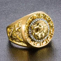 2019 New Arrived HIP Hop Punk Gold Color Animal Ring Lion Head Rings For Men Women Biker Alloy Metal Male Jewelry Gothic Gift Anel Masculino