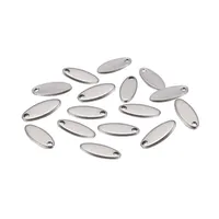 100 unids 304 encantos de acero inoxidable Estampando en blanco Forma oval Etiquetas Colgantes Pulsera Joyas Finding 12x5x1mm, agujero: 1mm