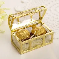 プラスチックゴールドキャンディーボックス繊細なロマンチックな貯蔵ギフトラップの結婚式の好みの箱箱のパーティー用品ゴールデンまたはシルバーの中サイズ