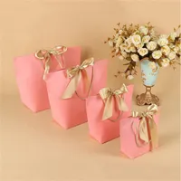 5 colores bolsa de regalo bolsa boutique ropa embalaje cartón paquete bolsas de compras para envolver presente con asa