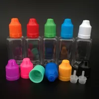 30 ml botellas PET cuentagotas de PET botella de gotas para los ojos de plástico con tapa a prueba de niños 30 ml forma cuadrada E botella de líquido botellas de aceite