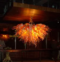 Sinaasappel en wit borosilicaat moderne kristallen lampen grote grote hanglamp Europese chihully stijl hand geblazen glas kroonluchter