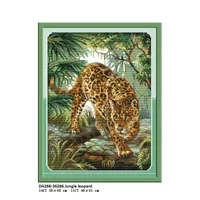 Jungle leopard DA266 Animal Painting DIY Counted Embroidery Printed On Canvas DMC 14CT 11CT Chinese Cross Stitch Needlework Sets Crafts