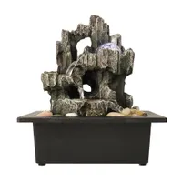 Fuente tablero de 3 niveles Resina-Rock fuente de interior, diseñado como Woodland Troncos interior cascada Fuente con LED LightRolling Bal