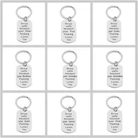New Trends Brand Drive Safe Mom Dad Charms Keychain Personality Creative Special Stainless Steel Fashion Gifts for Women Men
