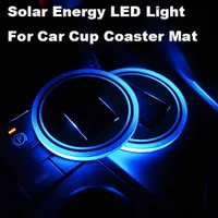 LED Solar Cup Cup Tapete Titular Pad Coaster Acessórios Luz Interior Decoração Atmosfera para BMW Jeep Benz VW Audi Ford Chevrolet