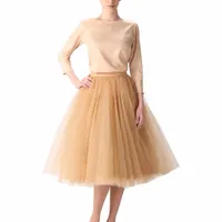 ビンテージゴールドプフィー女性チュールスカートニーレングス女性チュールスカートプラスサイズMidi Tutu成人スカート高品質ファルダ