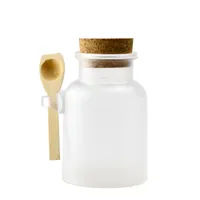 Матовый ABS Ванна Salt Shaker Seal Перезаправляемая Маски Бутылочка с Wood Ложок Soft Cork 100мл 200мл 300мл