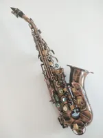 Bästa kvalitet Nya Yanagisawa S-991Musical InstrumentBB Böjd Sopran Saxofon Antik Koppar Röd B Flat Sax Med Case